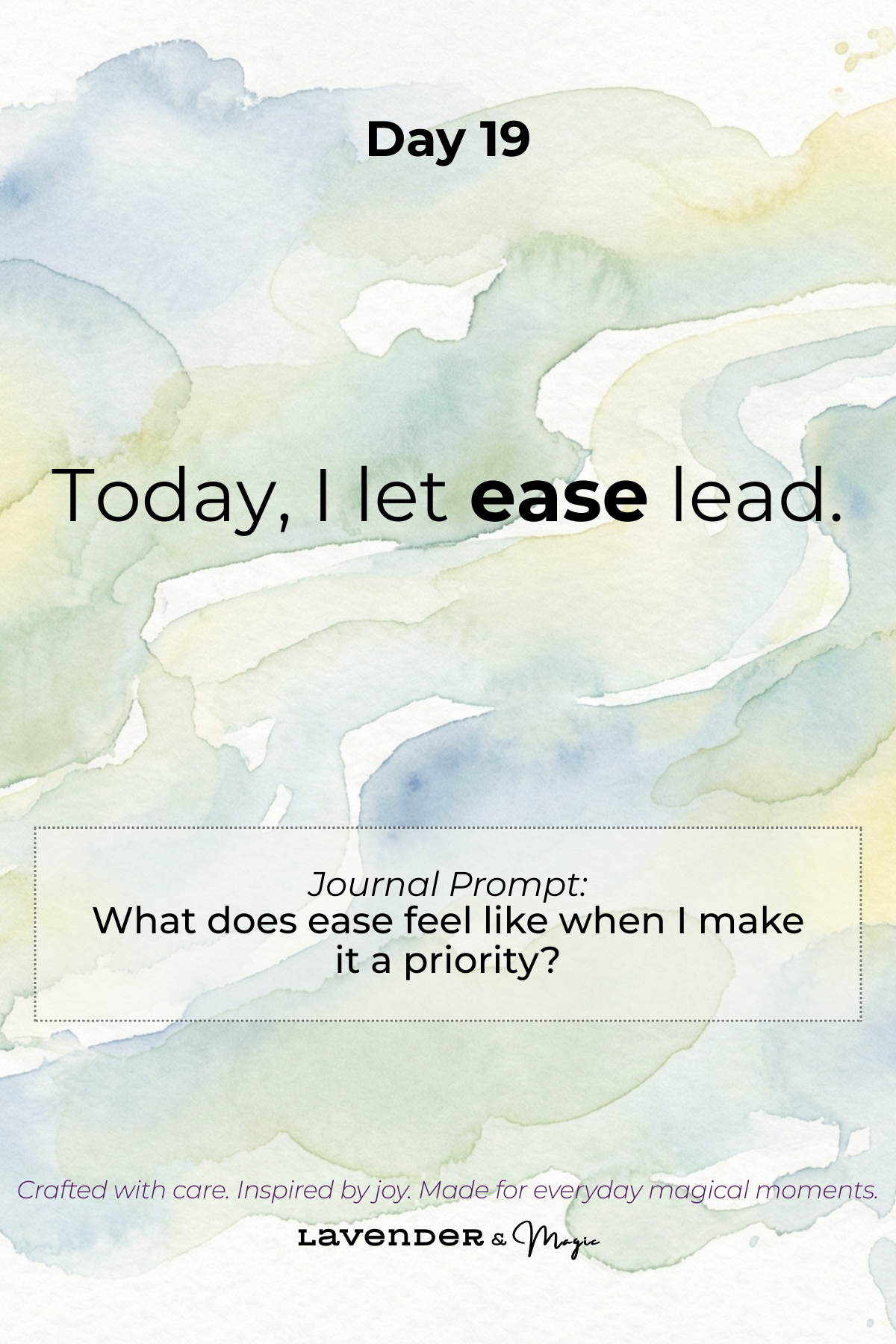 Motivational quote on a watercolor background with 'Lavender & Magic' branding.